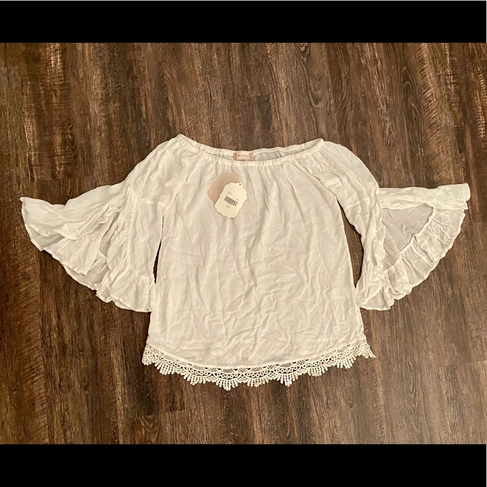 NWT Altar’d State Off Shoulder Top White Crochet XS